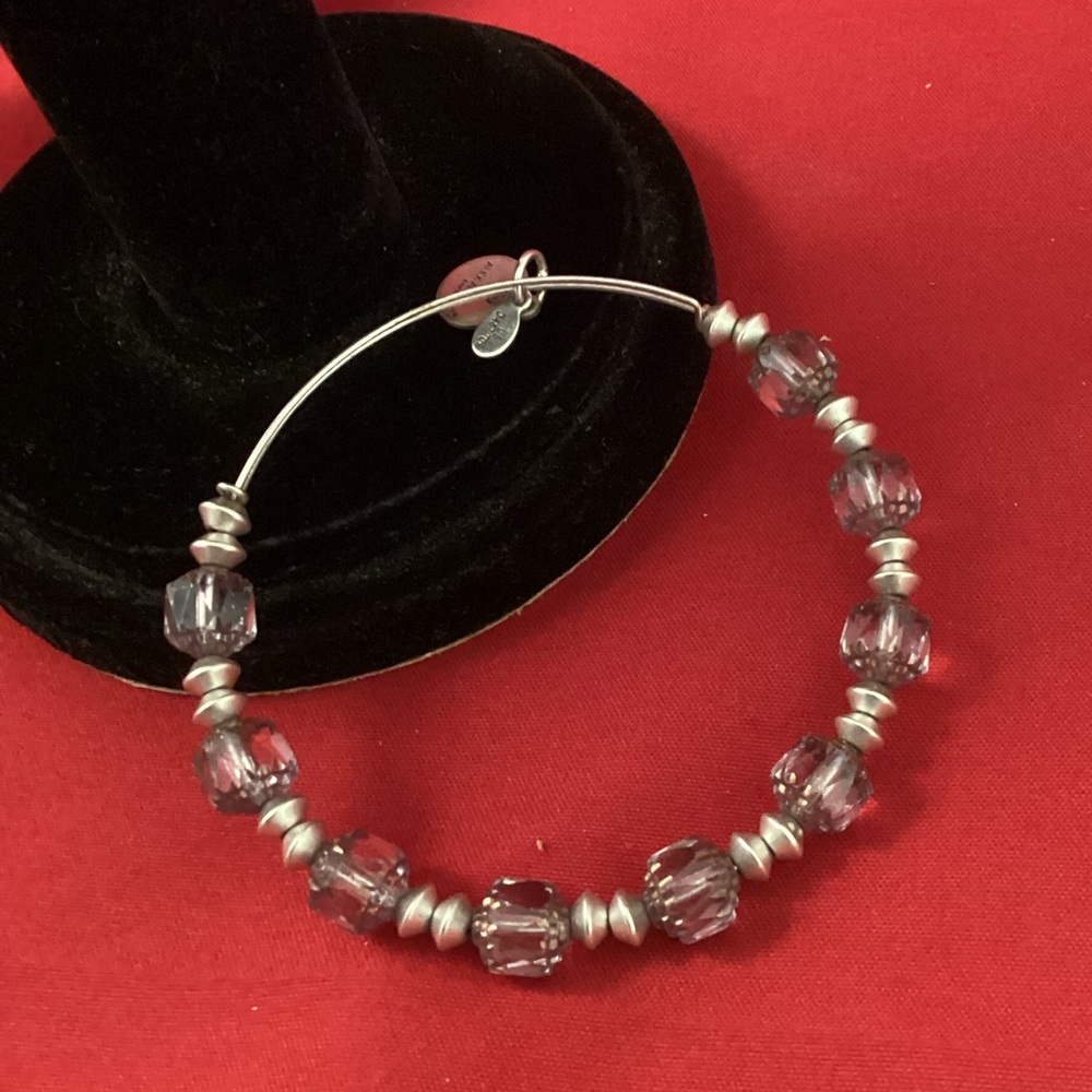 Alex & Ani grey beads on wire bracelet